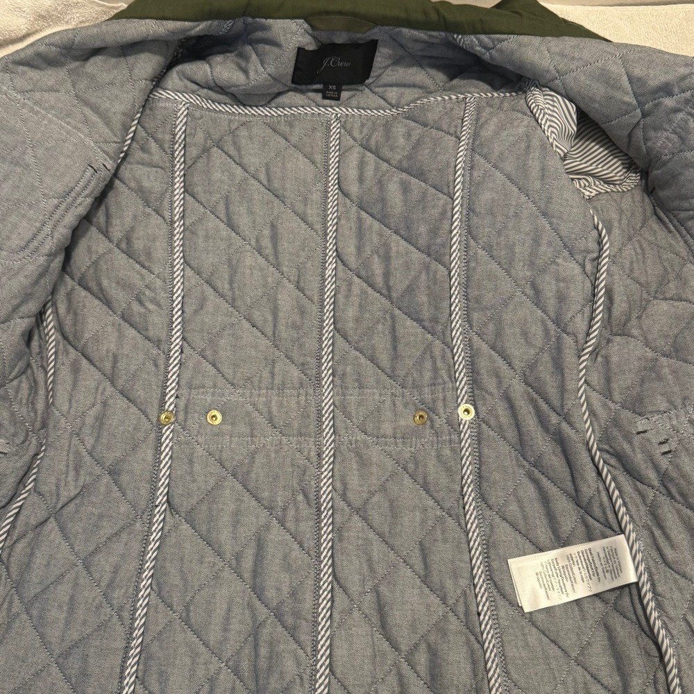 J.Crew Downtown Field Jacket XS Olive Green PrimaLoft Quilted Equestrian Utility - Picture 7 of 11
